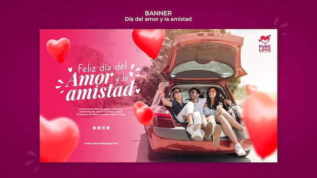 Free PSD horizontal banner template for valentines day celebration