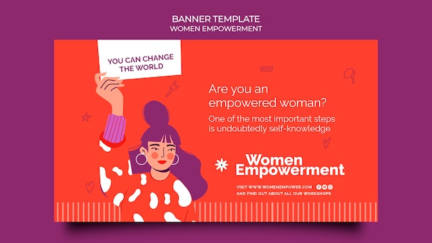 Free PSD horizontal banner template for women empowerment