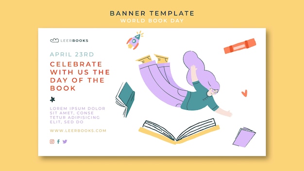 Free PSD horizontal banner template for world book day