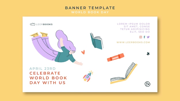 Free PSD horizontal banner template for world book day