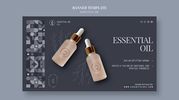 Free PSD horizontal banner with essential oil cosmetics