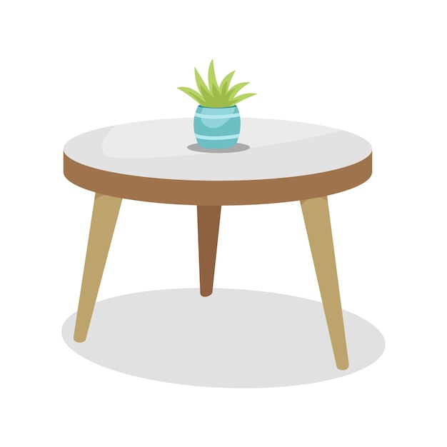 House furniture illustration with table and plant