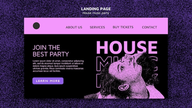 Free PSD house music party landing page template