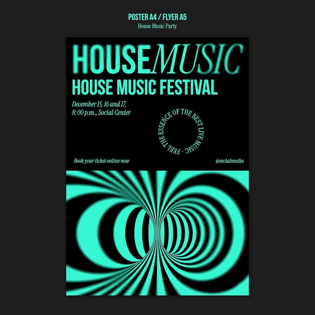 Free PSD house music party poster template