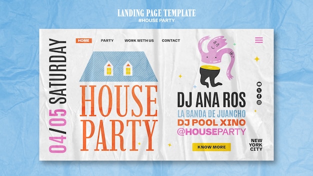 Free PSD house party landing page template