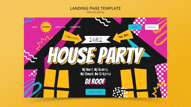 Free PSD house party landing page template