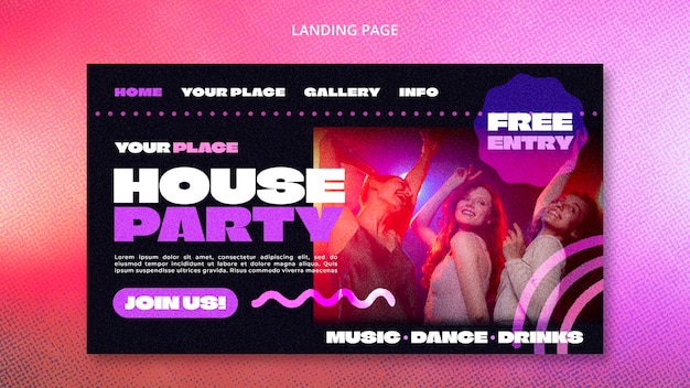 Free PSD house party landing page template