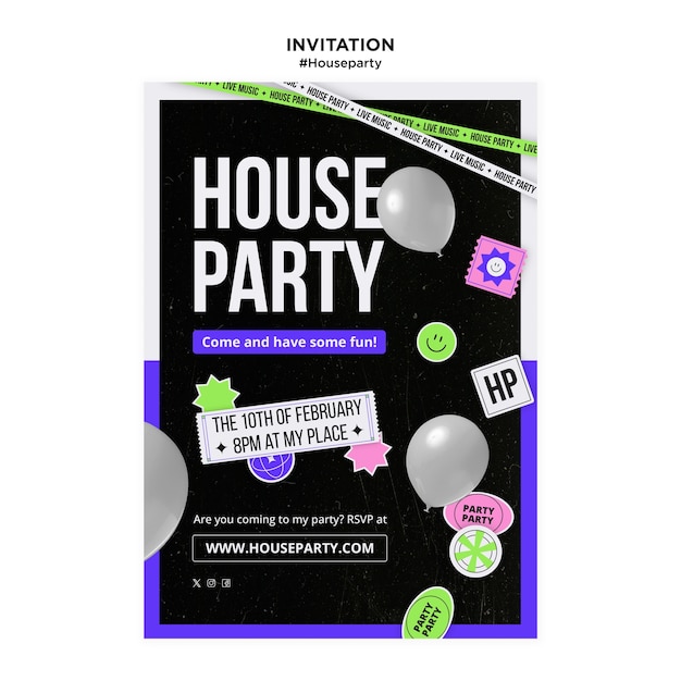 Free PSD house party template design