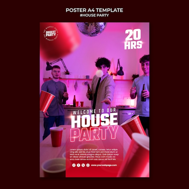 Free PSD house party template design