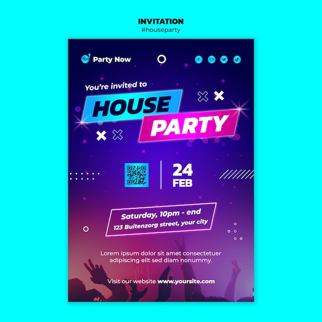 Free PSD house party template design