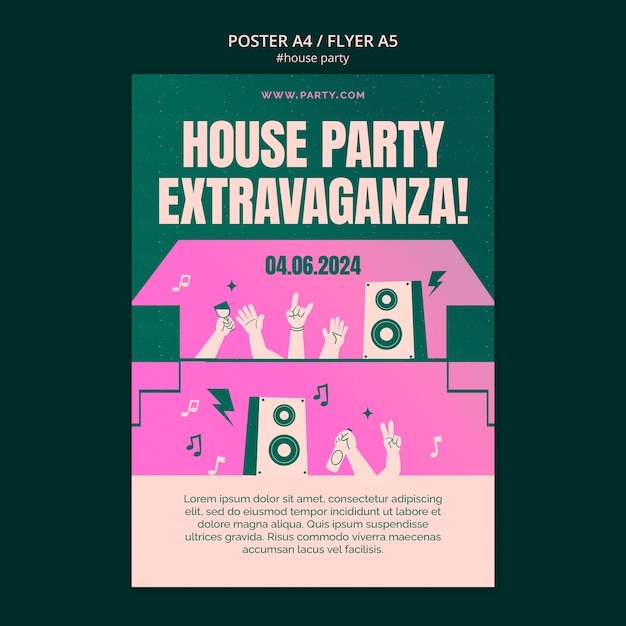 Free PSD house party template design