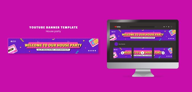 House party  youtube banner template