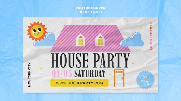 Free PSD house party youtube cover template