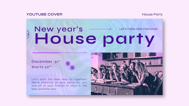 Free PSD house party  youtube cover template