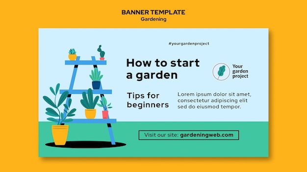 Free PSD how to start gardening banner template