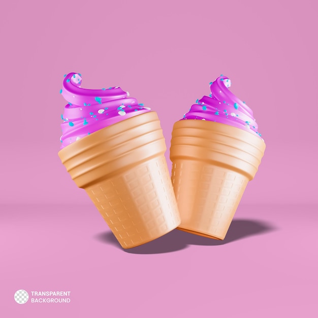 Free PSD ice cream cone icon isolated 3d render illustration