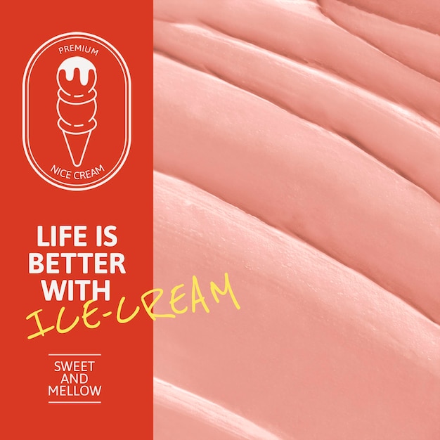 Free PSD ice cream template psd with pink frosting texture for social media