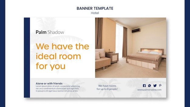 Ideal hotel room banner web template