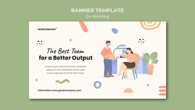 Illustrated co-working banner template