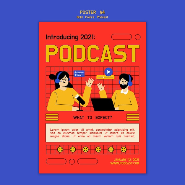 Free PSD illustrated podcast poster template