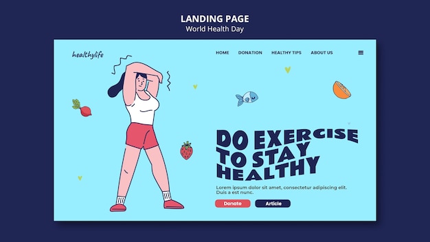 Free PSD illustrated world health day web template