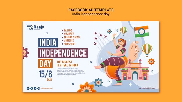 India independence day social media promo template with woman and flag