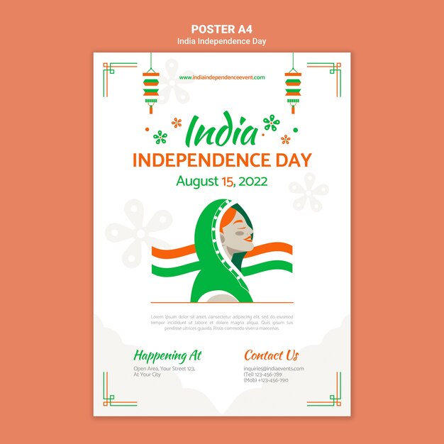 India independence day vertical poster template