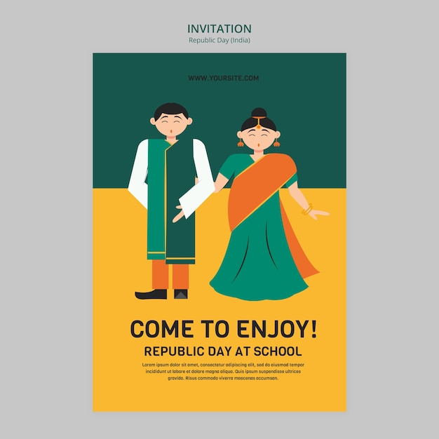 Free PSD india republic day party invitation template