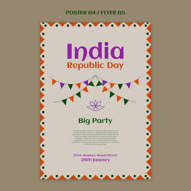 Free PSD india republic day poster template