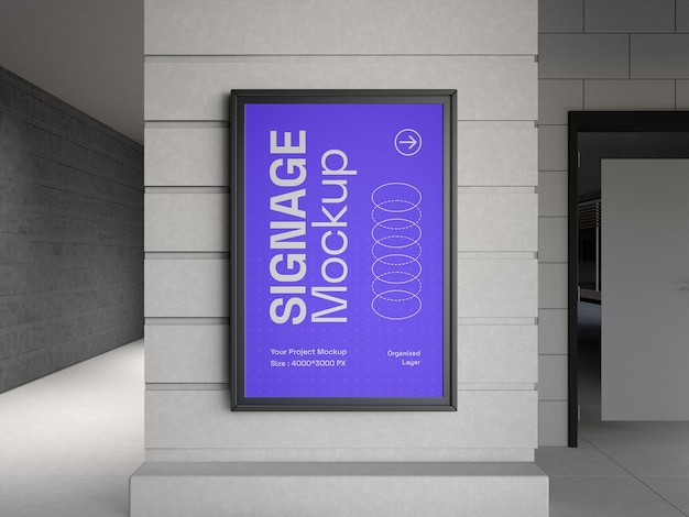 Free PSD indoor wall signage mockup