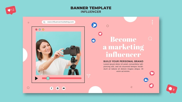 Free PSD influencer horizontal banner template