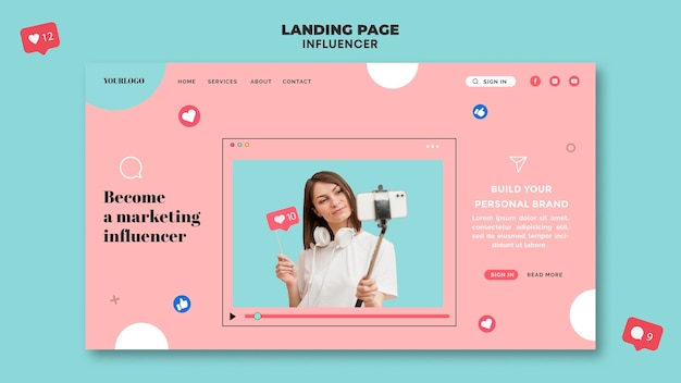 Free PSD influencer landing page template