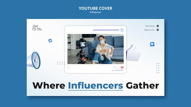 Influencer work youtube cover template