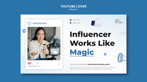 Influencer work youtube cover template