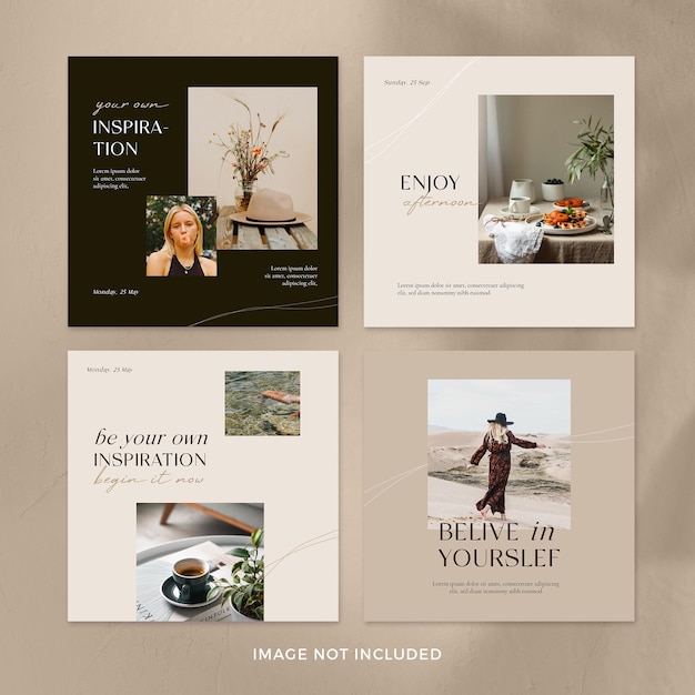 Free PSD inspirational quotes instagram post banners set 