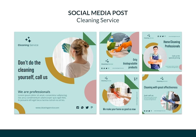 Free PSD instagram posts collection for house cleaning company