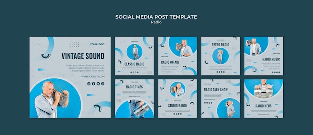 Free PSD instagram posts collection for radio transmission