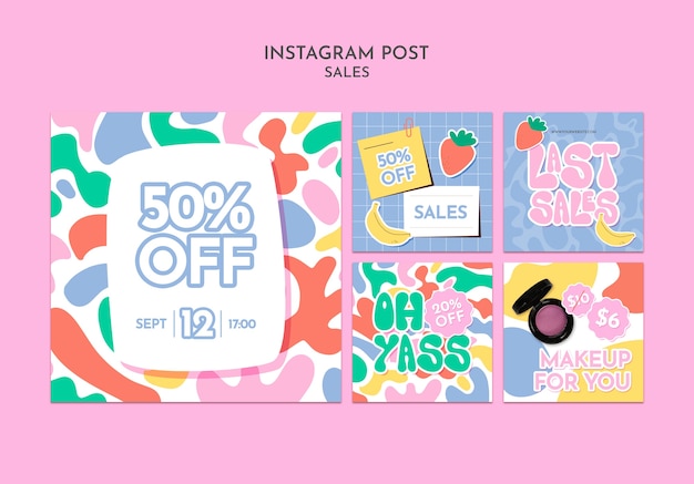 Free PSD instagram posts collection for sales and discounts