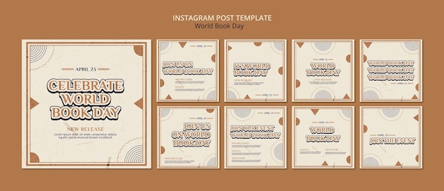 Free PSD instagram posts collection for world book day celebration