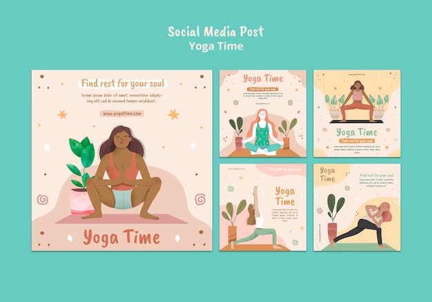 Free PSD instagram posts collection for yoga time