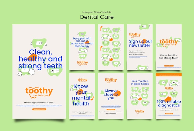 Free PSD instagram stories collection for dental care and health