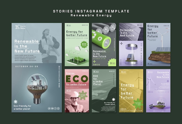 Free PSD instagram stories collection for renewable energy