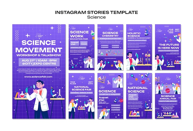 Free PSD instagram stories collection for science and experiments