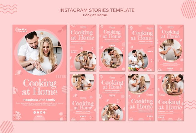 Free PSD instagram stories template with cooking at home