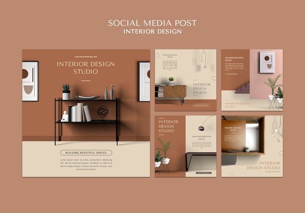 Interior design social media post template