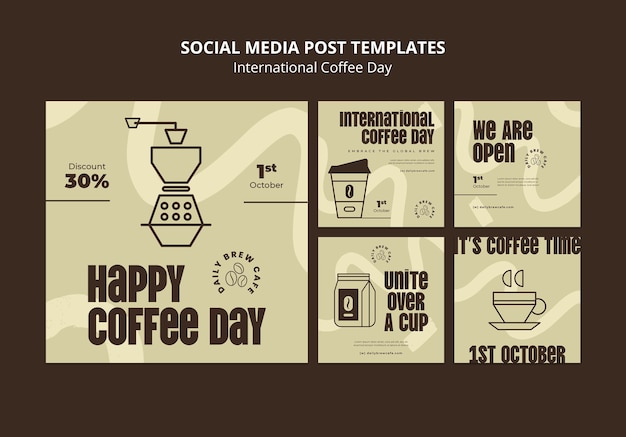 Free PSD international coffee day instagram posts