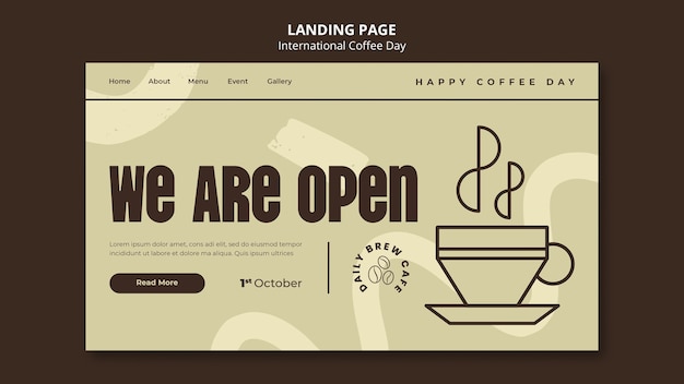 Free PSD international coffee day landing page template