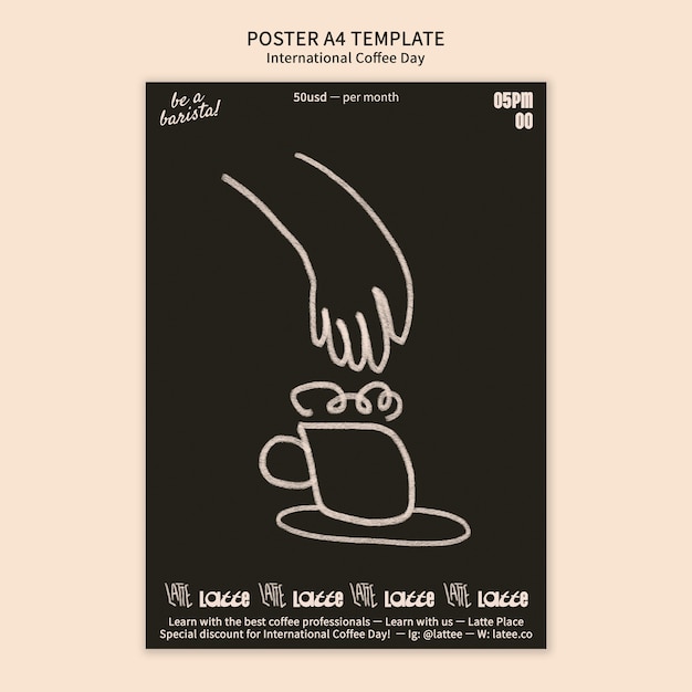 Free PSD international coffee day poster template