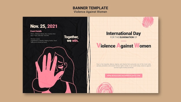 Free PSD international day for the elimination of violence against women banner template