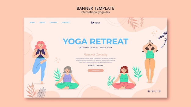 Free PSD international yoga day landing page template